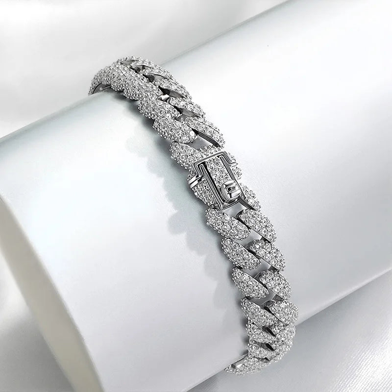 Smyoue 18k Gold Plated Cuban Bracelet for Women Men High Carbon Diamond Bracelet 925 Sterling Silver Jewelry Hip Hop Link Chain