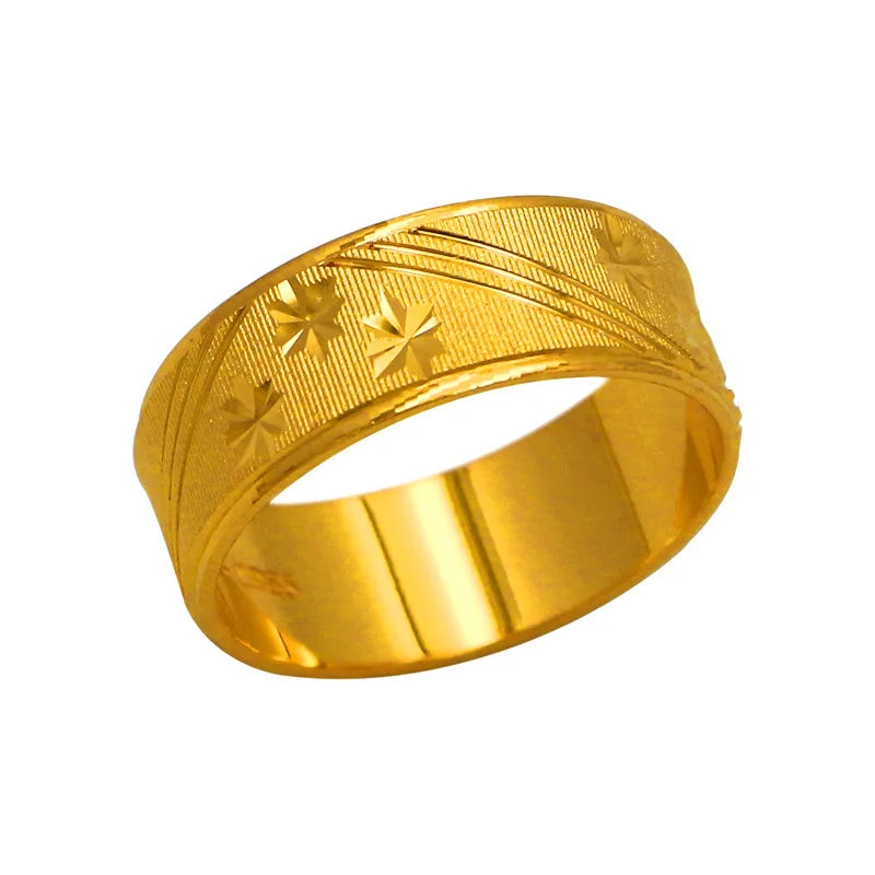 Luxury 24K 9999 Pure Gold real gold Men's and Women's Couple Ring Pattern Ring
