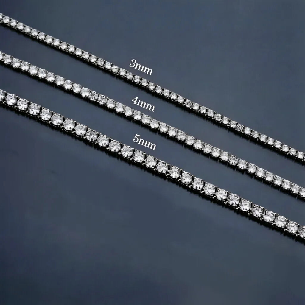 Hip Hop 3MM 4MM 5MM Tennis Chain Iced Out Necklace Men Fashion Silver Color Tennis Jewelry Women 20inch Choker Punk Gift