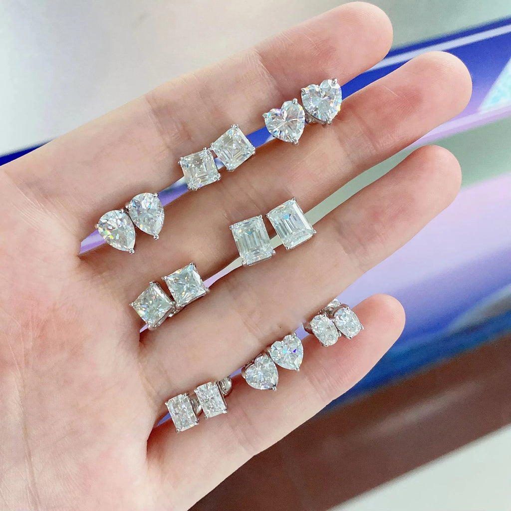 Premium 0.5ct-2ct Moissanite Earring For Women Classic Original 925 Sterling Silver Jewelry Moissanite Diamond Stud Earring