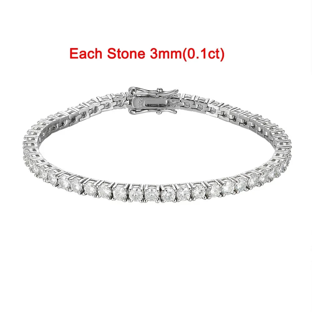 2-8mm D VVS1 Moissanite Tennis Bracelet For Women Men Sparkling Diamond GRA 925 Sterling Silver Plated 18k White Gold Bracelets