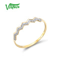 VISTOSO Pure 14K 585 Rose Yellow White Gold Ring For Women Sparkling Diamonds Stackable Engagement Delicate Wave Fine Jewelry