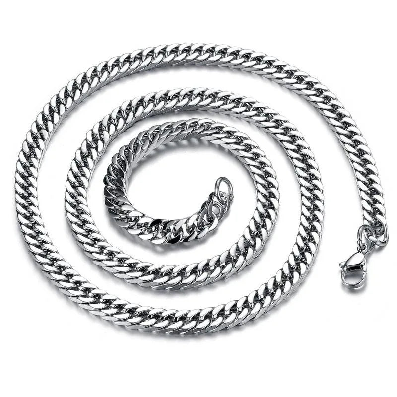 HNSP 316L Stainless Steel Cuban Chain Necklace For Men Punk Neck Male Jewelry Accessories Gift 8mm-14mm Thick Heavy Chains