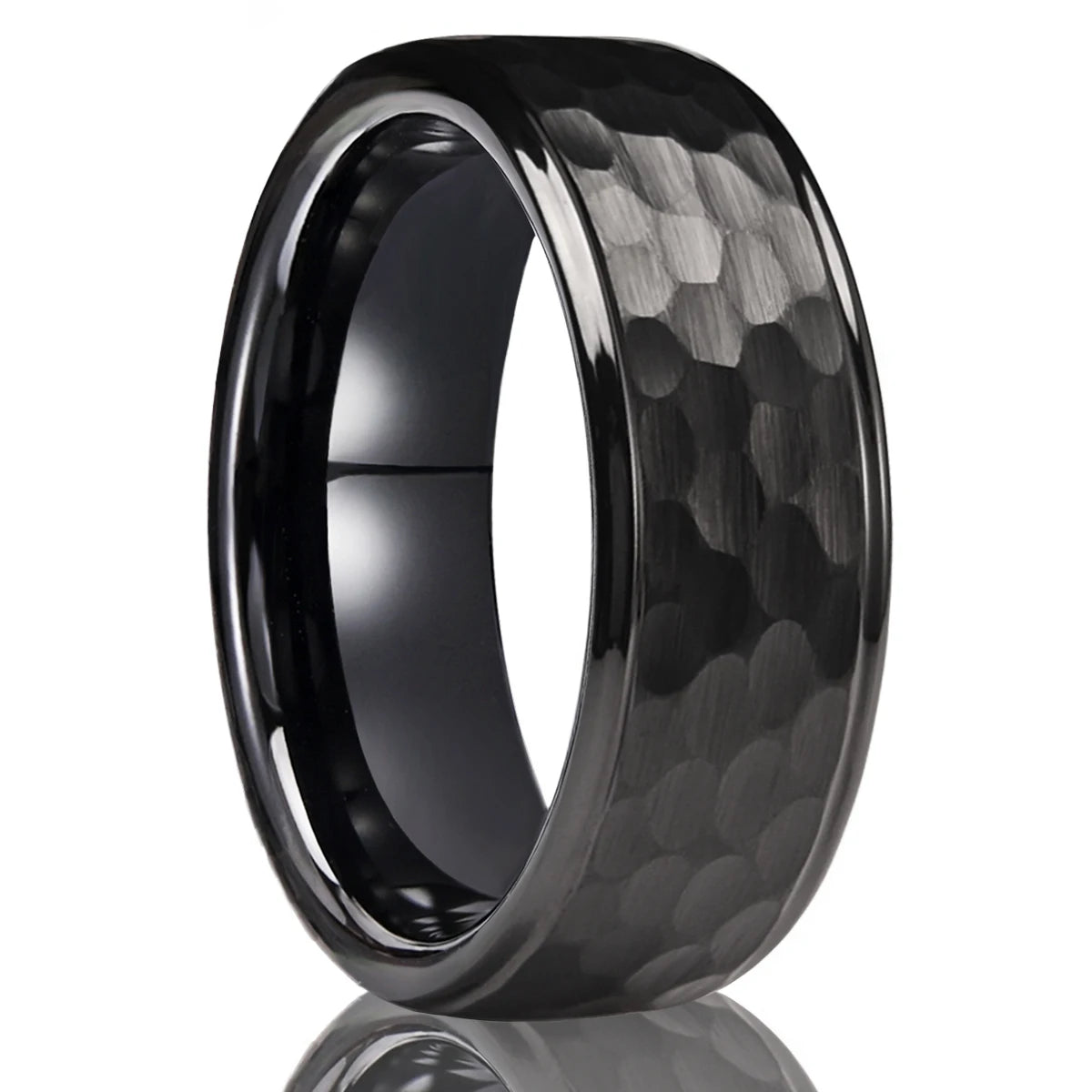 8MM/6MM Men's Golden/Black/Silver Tungsten Carbide Hammered Ring Fashion Jewelry Couple Wedding Bands US Size 6-13 Comfort Fit