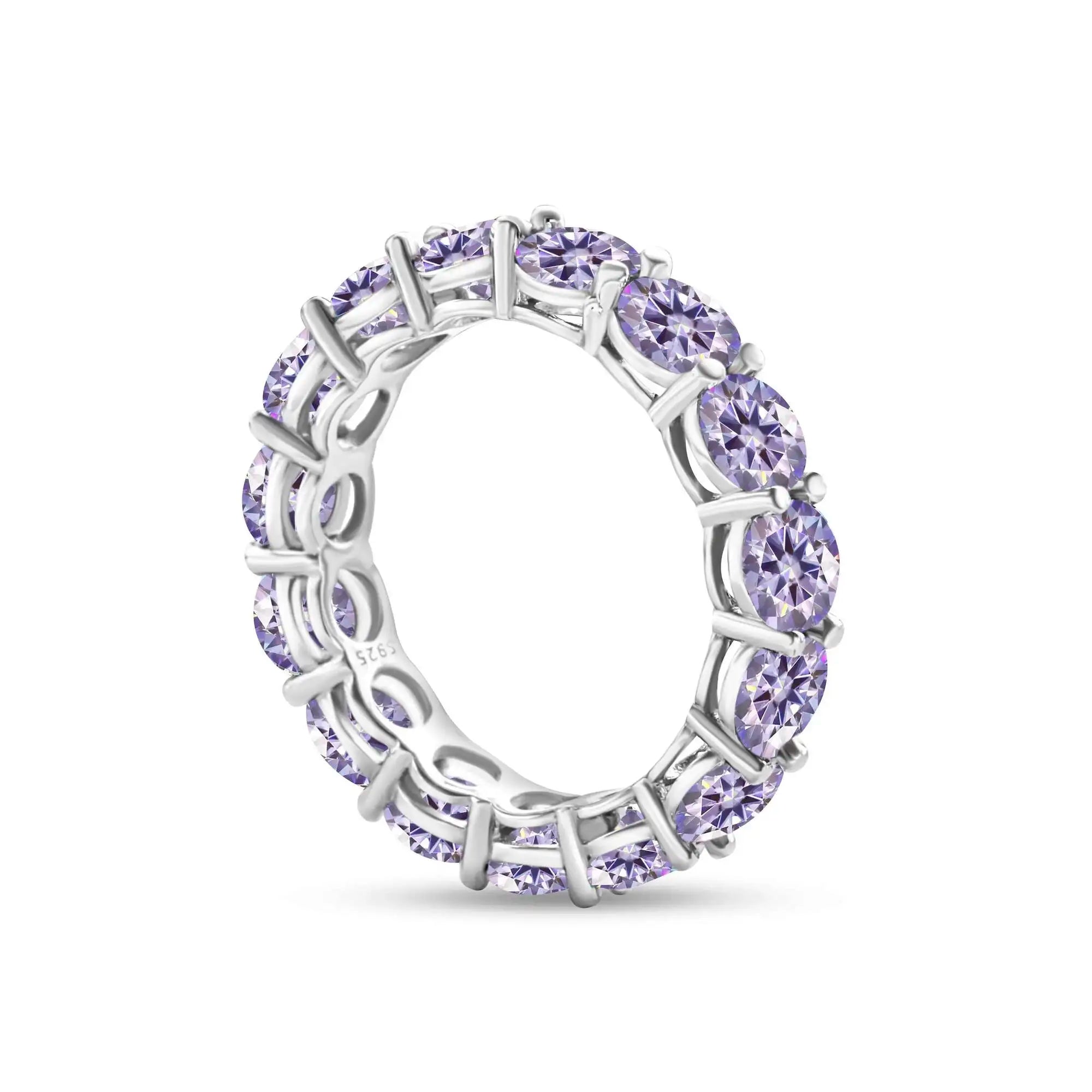 5mm 7ct Colorful Moissanite Ring 925 Sliver Plated With White Gold Wedding Band Eternity Band Engagement Rings For Women Jewelry