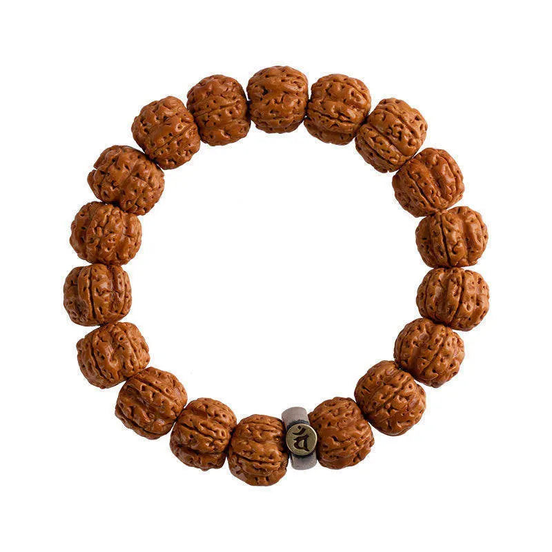 Tai Sui Vajra Bodhi Seed Bracelet Zodiac Guardian Deity Themed Wenwan Walnut Polishing Buddhist Beads Hand Jewelry Unisex