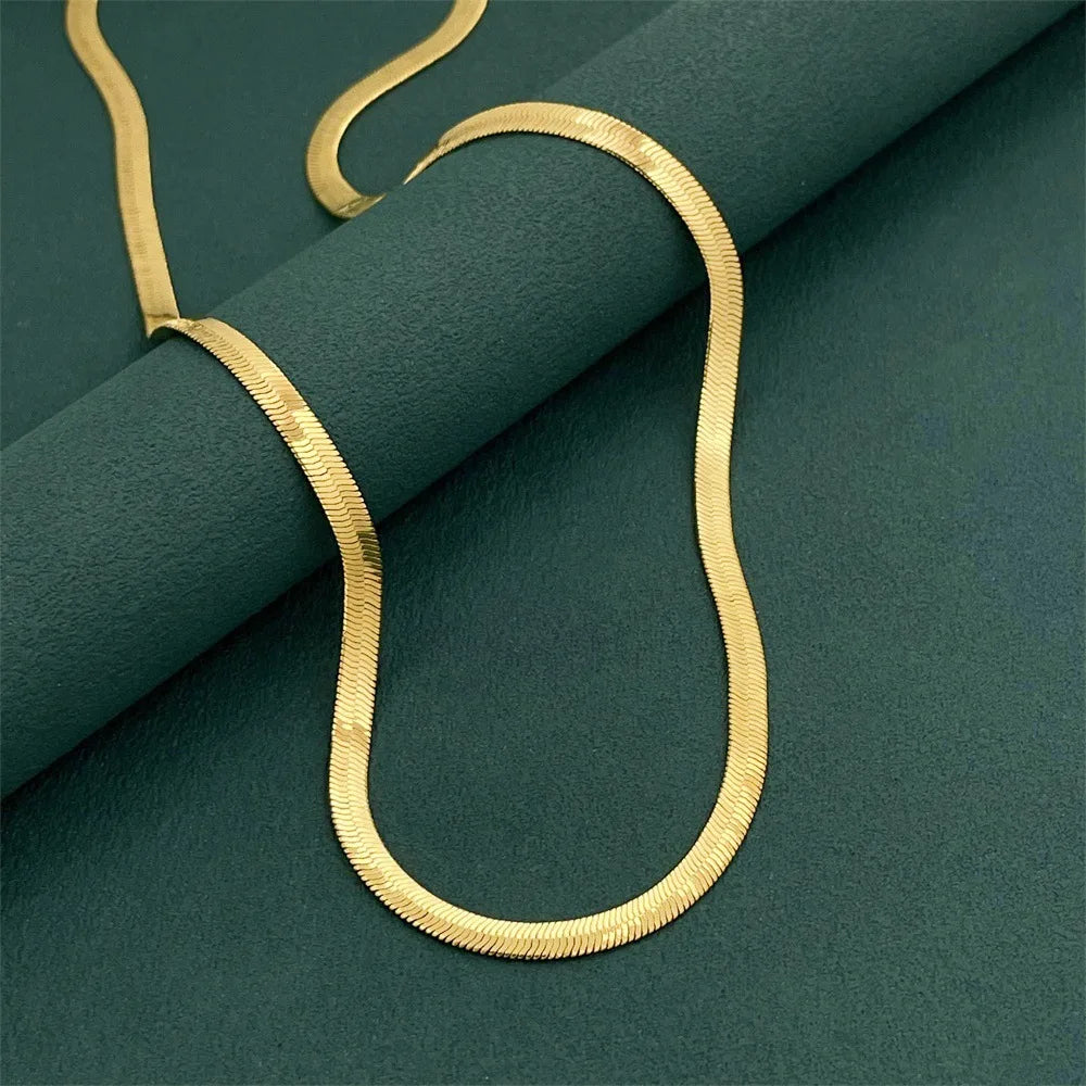 Men's & Women's 24K Gold AU999 Flat Snake Necklace - Pure gold, auspicious snake, perfect couple set, thoughtful gift