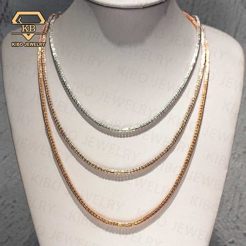 Kibo Jewelry 925 Luxury Quality Jewelry 925 Sterling Silver 3.4mm Moon Ice Chain Necklace