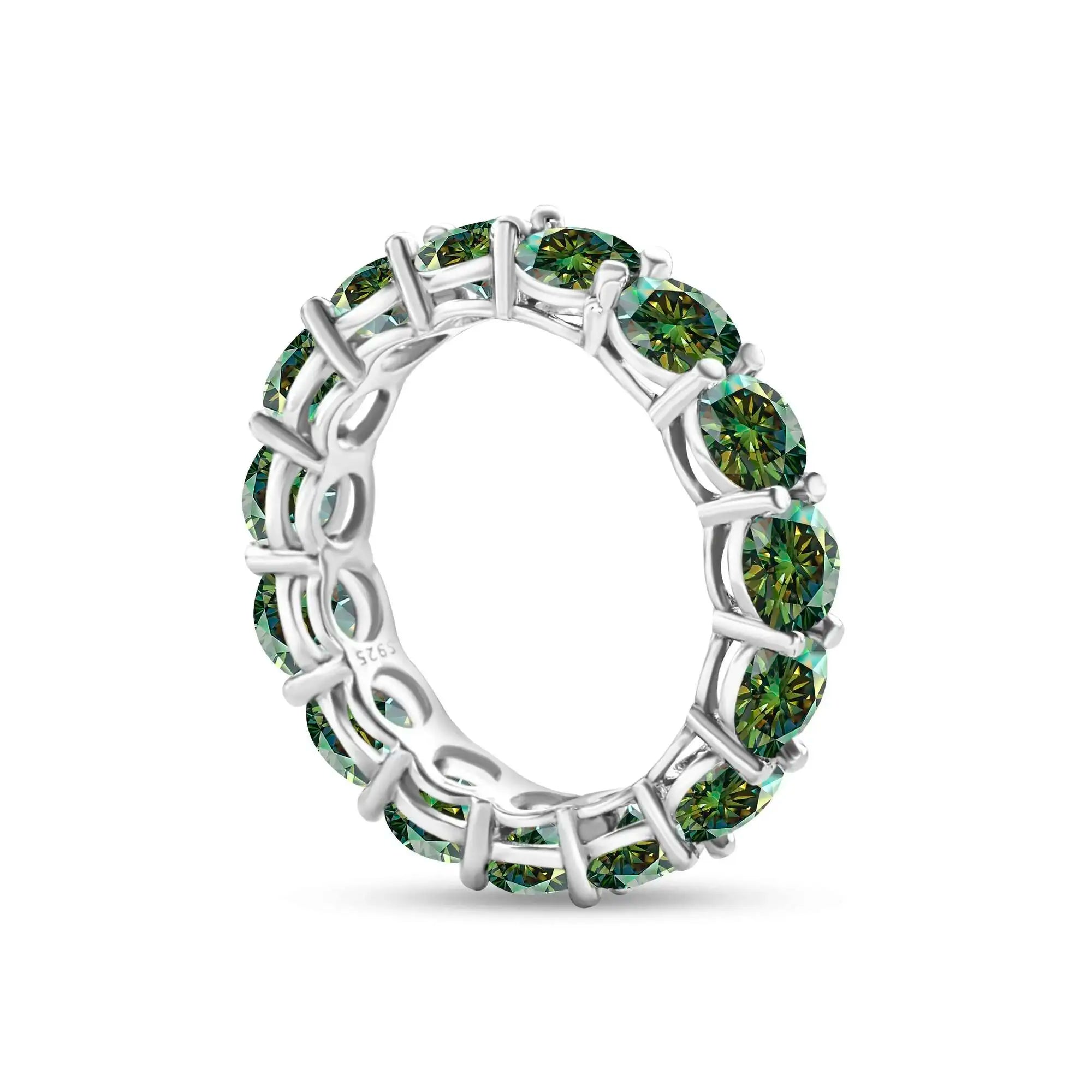 5mm 7ct Colorful Moissanite Ring 925 Sliver Plated With White Gold Wedding Band Eternity Band Engagement Rings For Women Jewelry