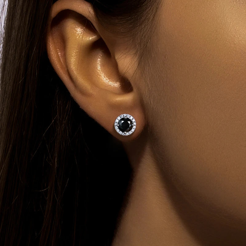 MossanRappr 1ct Black Moissanite Iced Out Diamond Stud Earrings For Women 925 Sterling Silver Top Quality Hip Hop Jewelry Gifts