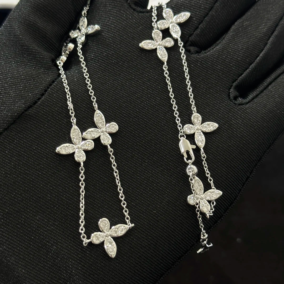 S925 Silver Women's Necklace, Fashionable Design Pentagram and Butterfly Pendant Necklace, Holiday Gift