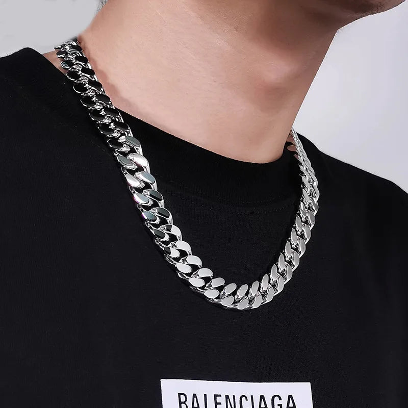 HNSP 316L Stainless Steel Chain Cuban Link Necklace For Men Accessories Jewelry Punk Street Style Thick Heavy Neck Chain Male