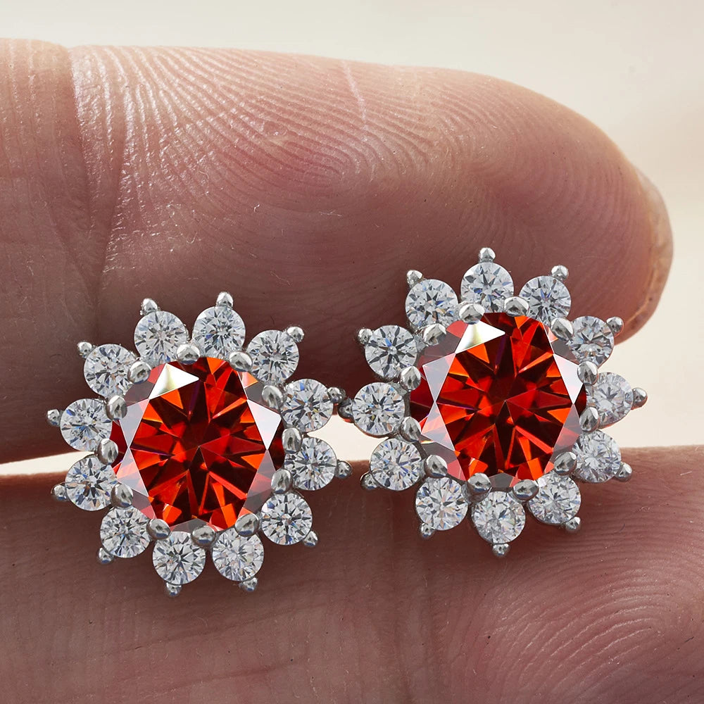 1.0 Ctx2 Pcs D Color VVS Women Moissantie Stub Earring 925 Sterling Silver Female Jewelry Women's Wedding Party Dating Gift