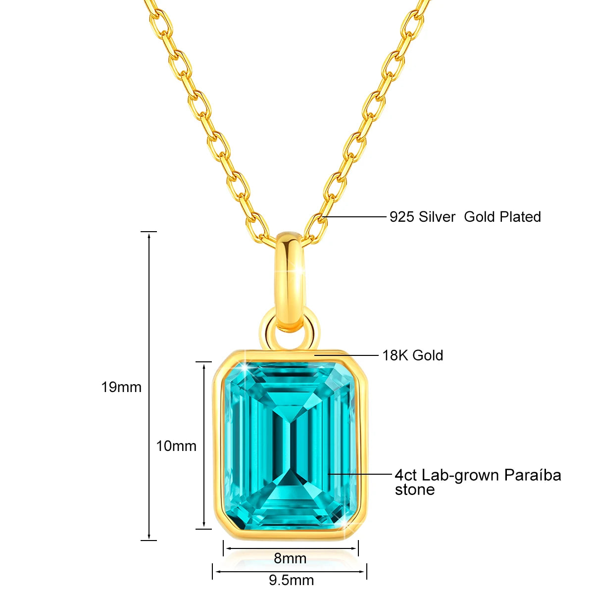 18K Gold 4CT Lab Grown Ruby Sapphire Necklace Au750 Lab Grown Emerald Pendant 100% Genuine for Women Man Anniversary Fine Jewelr