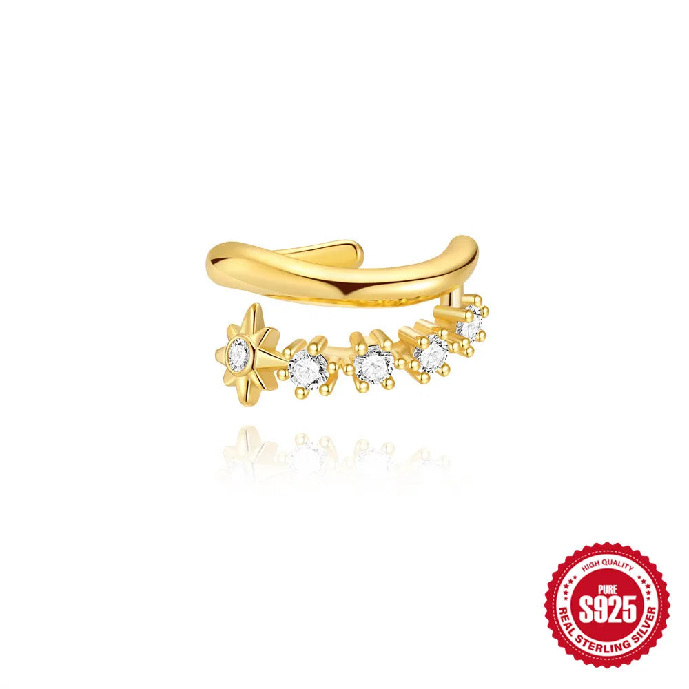 AIDE 1pcs 925 Sterling Silver Zircon Earring For Women Chain Cuffs Earring Pendientes Brincos Aretes Fine Jewelry Party Gifts