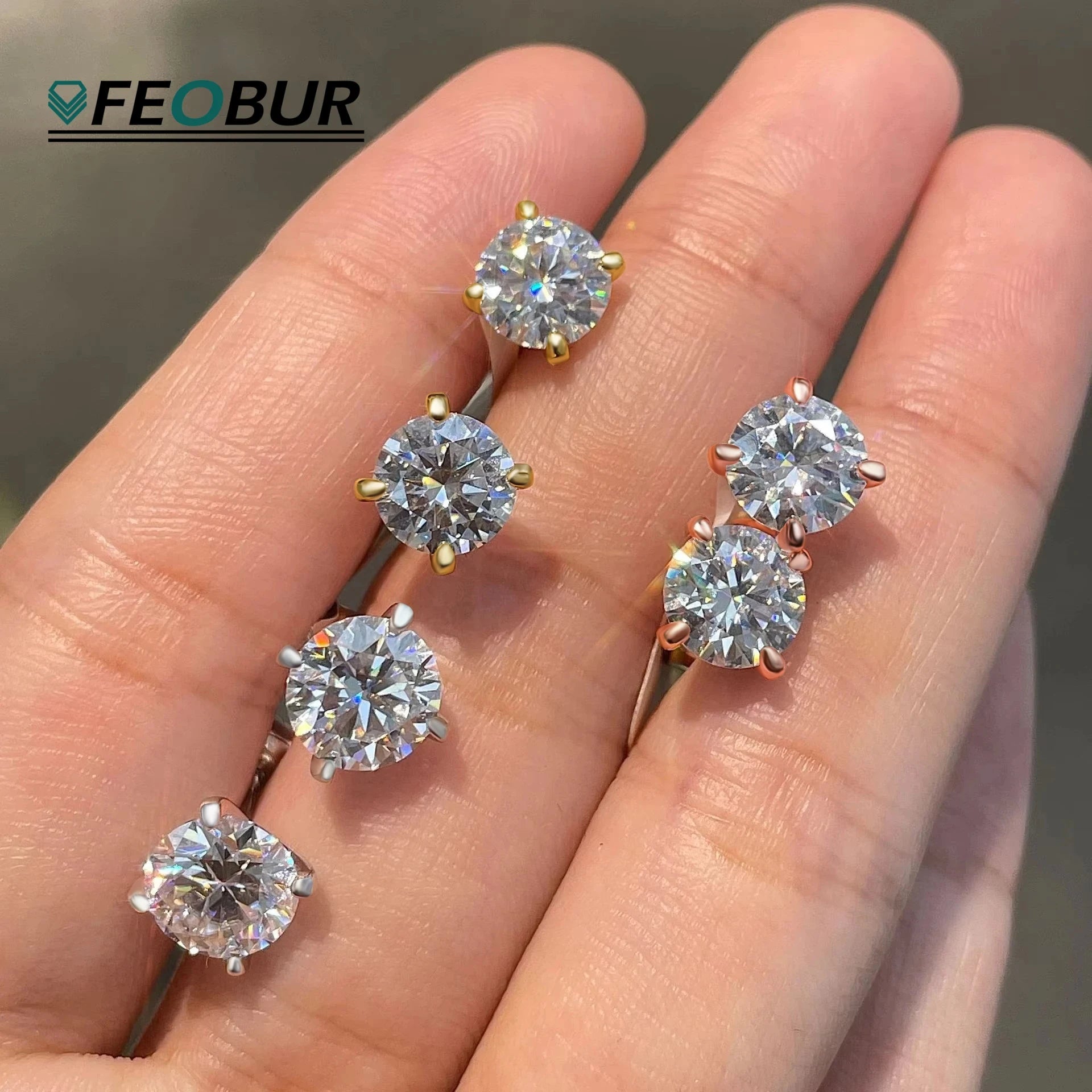Certified 0.1-5ct Moissanite Stud Earrings for Women Man Party Sparkling 4 Claws Diamond Ear Studs 925 Sterling Silver Jewelry