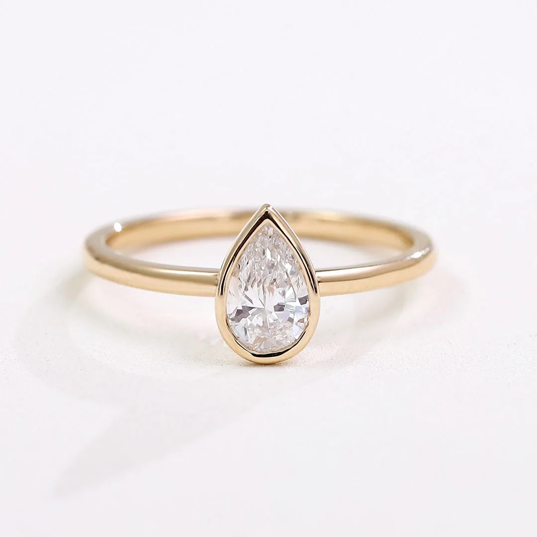 Provence 14K/18K solid gold stackable rings emerald oval pear lab diamond ring set engagement wedding ring custom jewelry gift
