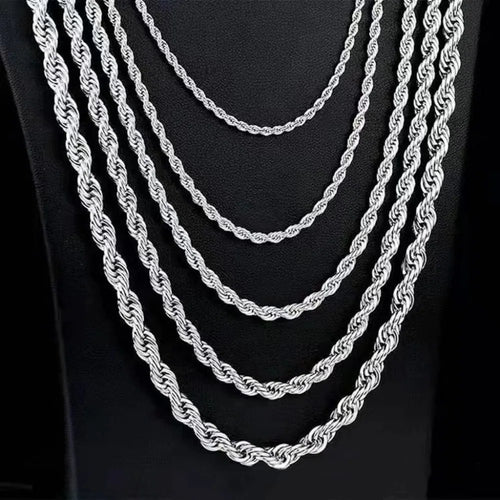 2.5mm/3mm/4mm/5mm/6mm Stainless Steel Twisted Rope Chain Silver Color Necklace for Men Women
