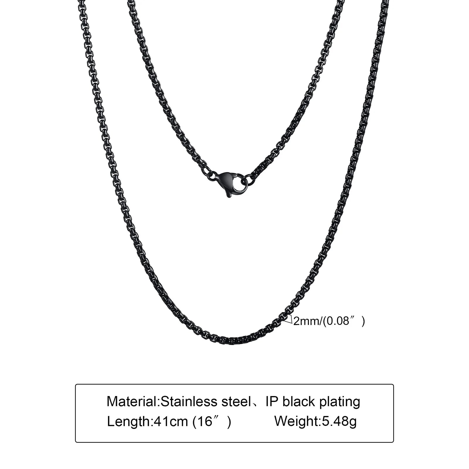 Round Box Chain for Men Boys,Gold Silver Black Plated Stainless Steel Chain Collars,Unisex Jewelry Gifts,18 to 30 Inch