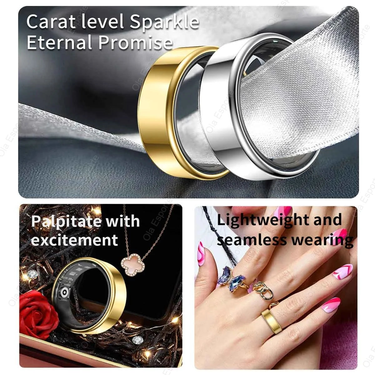 2026 New Smart Ring Men Women, Heart Rate Blood Oxygen and Sleep Monitor Smartring IP68 & 5ATM Waterproof, Multi-sport Mode Ring