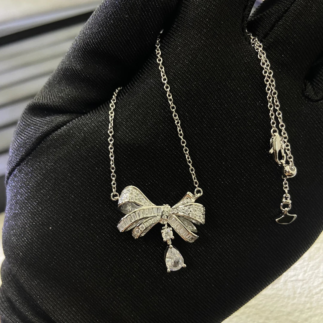 S925 Silver Women's Necklace, Fashionable Design Pentagram and Butterfly Pendant Necklace, Holiday Gift