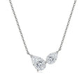 Knobspin Pear Cut Moissanite Necklace for Women 2 Gems Pendant 925 Sterling Silver Anniversary Necklaces for Her Jewelry Gift