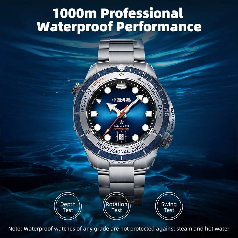 Seagull 1000M Waterproof Men's Diving Watch Helium Valve Integrated Ultra Diving Series Automatic Mechanical Watch Luxury 1217