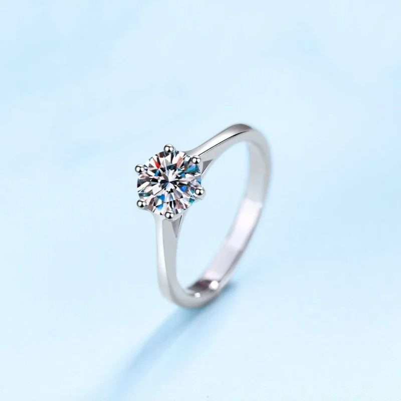 Lover Rings Women Engagement Men 18K White Gold Wedding Band 0.5/1CT Moissanite Diamond Valentine's Day PT950 Girl Birthday Gift