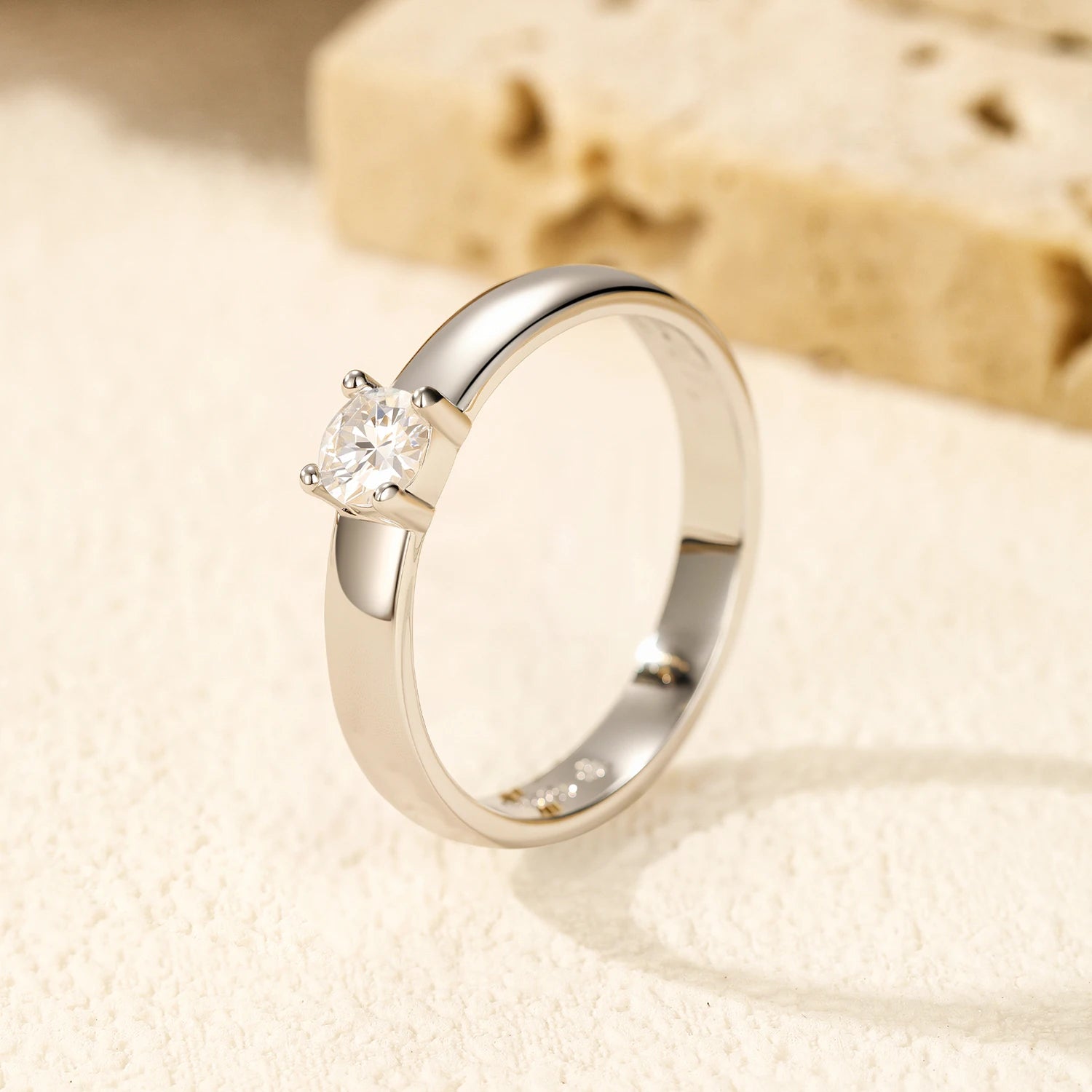 MODIAN D Color Round Moissanite Rings 925 Sterling Silver Fashion Simple Ring For Women Wedding Statement Jewelry Gifts