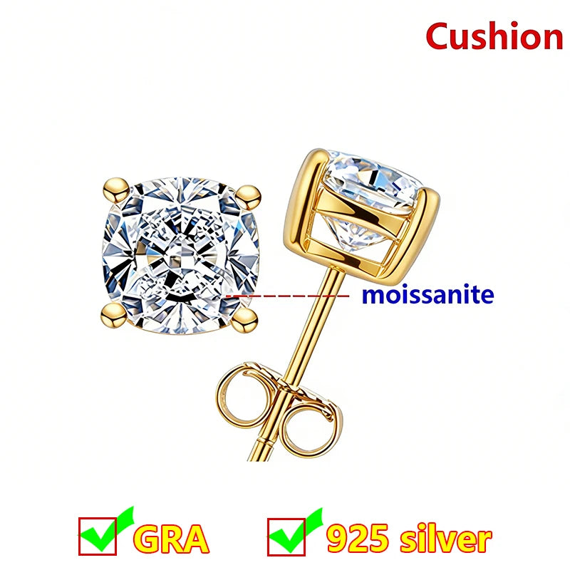Premium 0.5ct-2ct Moissanite Earring For Women Classic Original 925 Sterling Silver Jewelry Moissanite Diamond Stud Earring