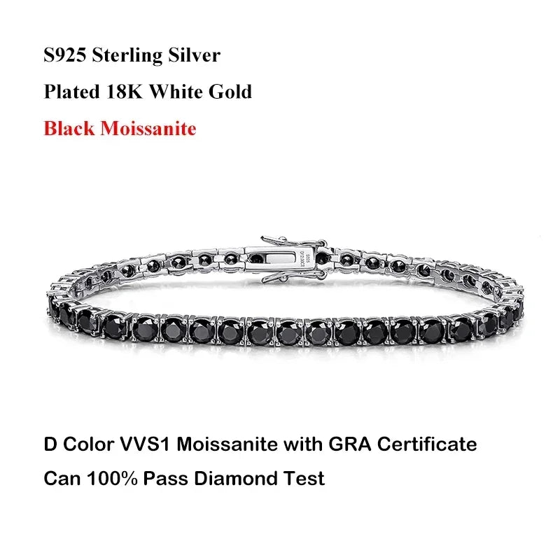 EWYA Luxury Real 3/4/5/6.5MM Full Champagne Blue Green Moissanite Tennis Bracelet for Men Women S925 All Red Diamond Bracelets