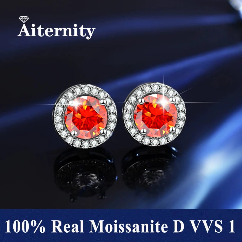 HOT Moissanite S925 Sterling Silver Stud Earrings For Women And Men With 2 Certificates Pass Diamond Test Pen Fine Jewelry