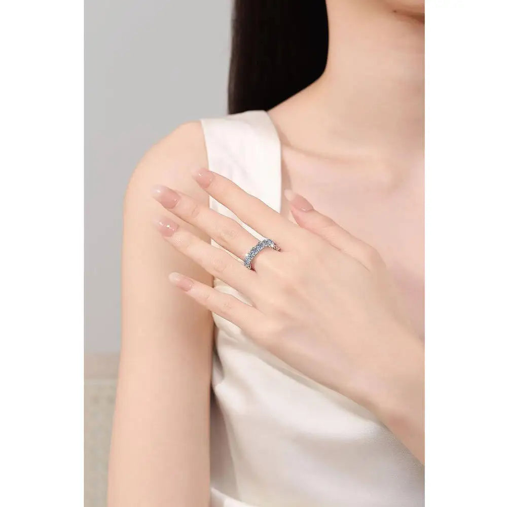 5mm 7ct Colorful Moissanite Ring 925 Sliver Plated With White Gold Wedding Band Eternity Band Engagement Rings For Women Jewelry