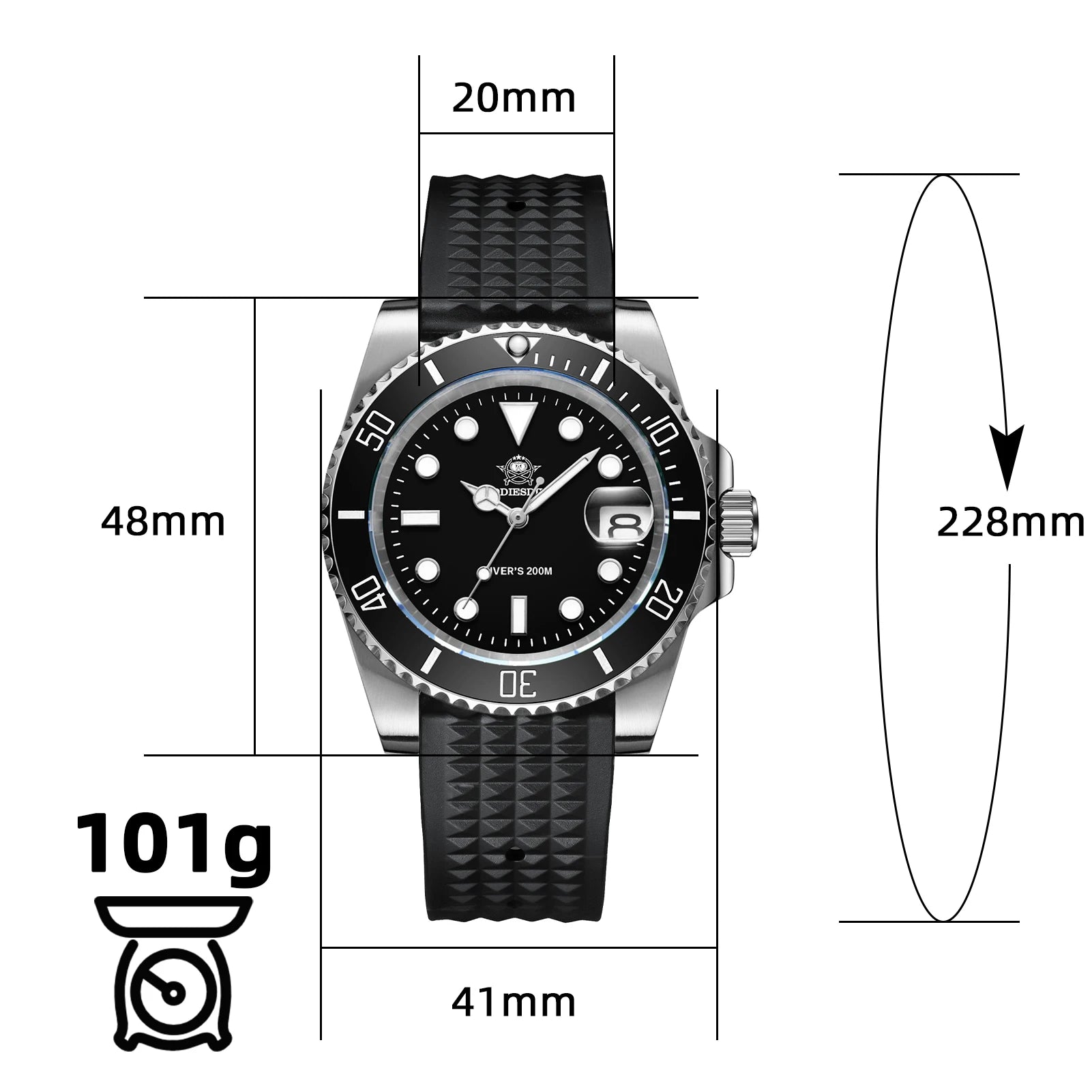 ADDIESDIVE Business Men's Quartz Watch Stainless Steel 200M Diving Waterproof Watches Super Luminous Calendar Display Wristwatch
