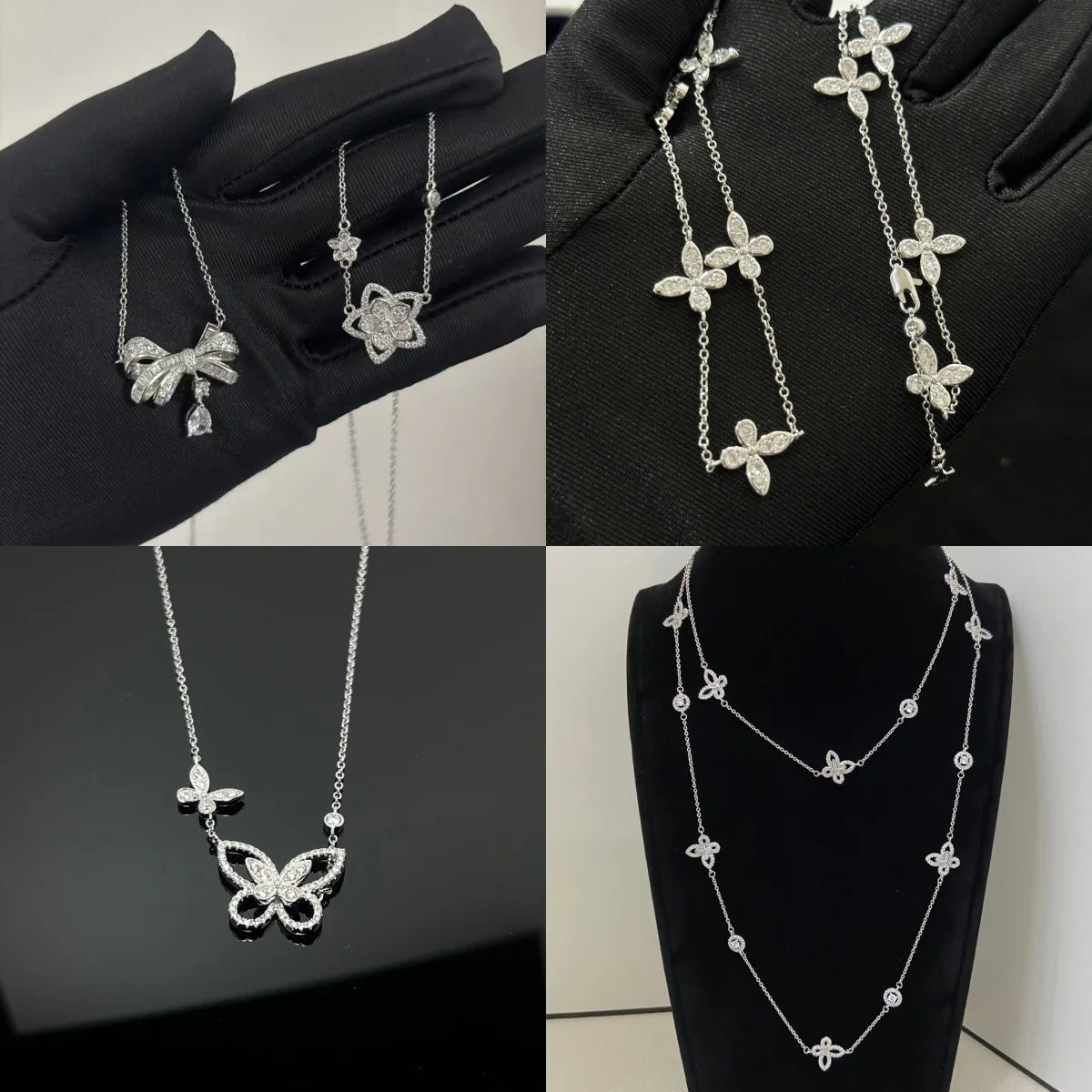 S925 Silver Women's Necklace, Fashionable Design Pentagram and Butterfly Pendant Necklace, Holiday Gift