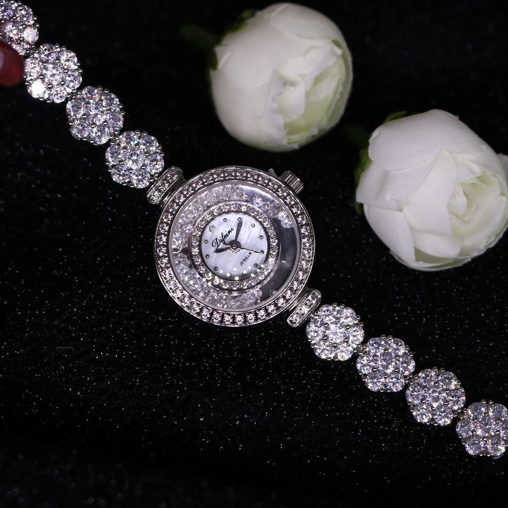 Royal Crown Women's Watch Japan Quartz Hours Fine Fashion Bracelet Jewelry Band Shell Luxury Rhinestones Girl Birthday Gift