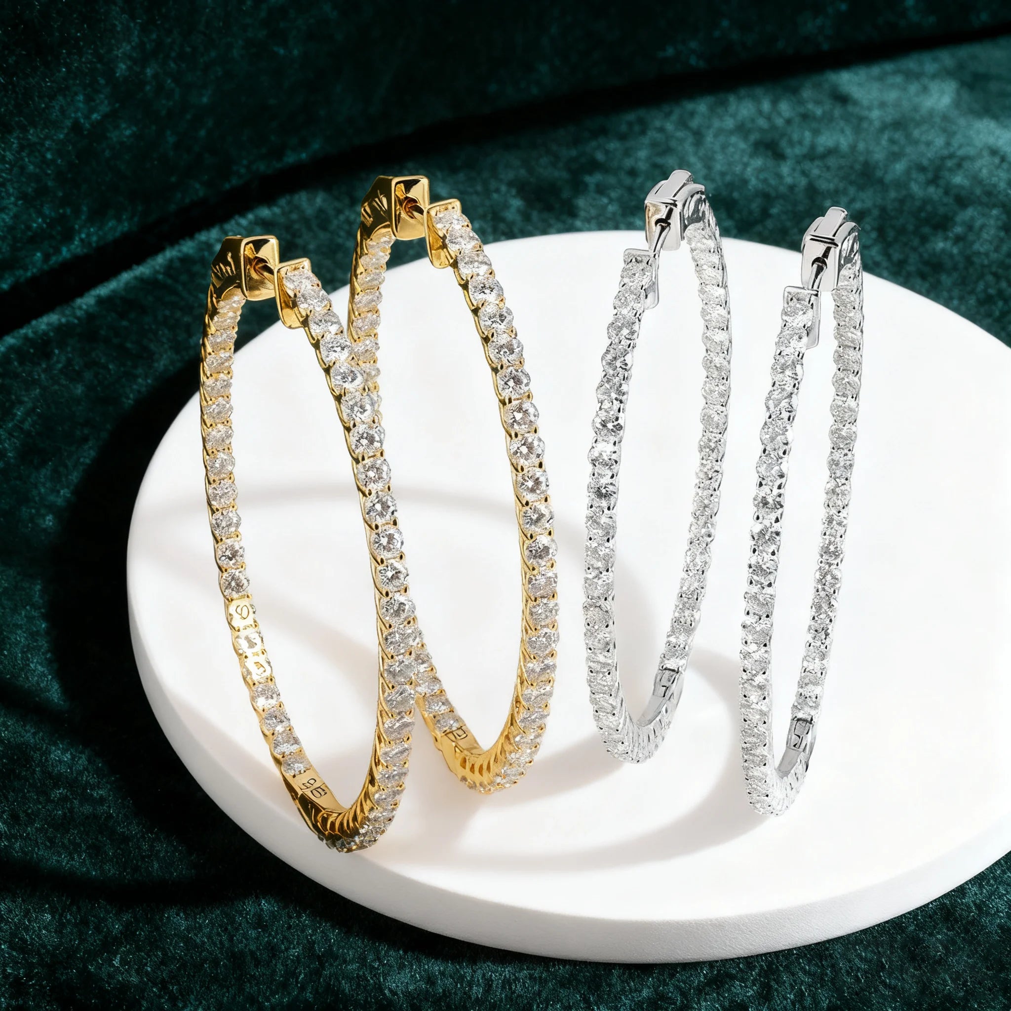HFE Full Moissanite 50mm Hoop Earrings Sterling Silver Women's Style D Color VVS1 Lab-Created Diamond Studs Party Fine Jewelry