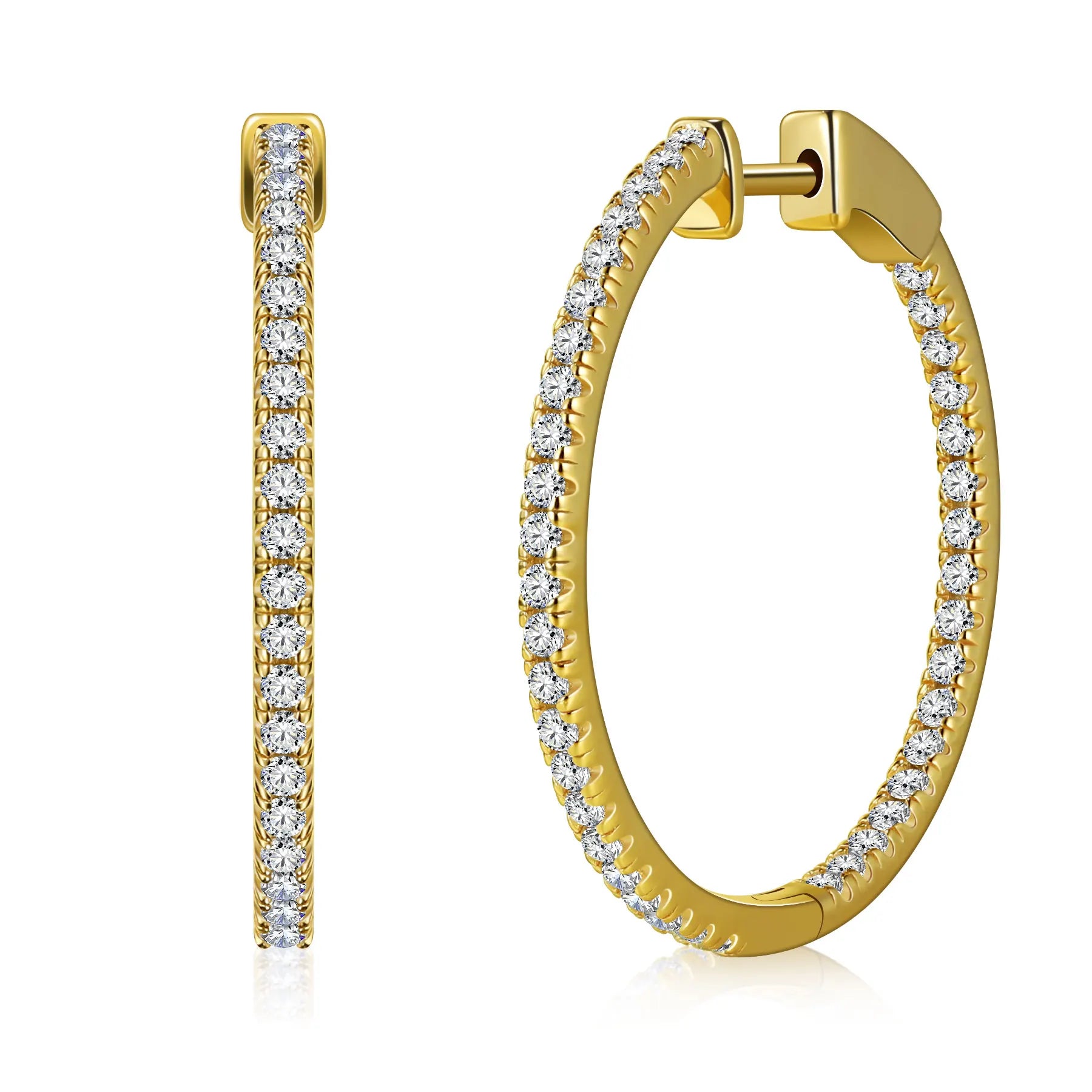 M-JAJA 1.14ct Moissanite Hoop Earrings Real 925 Sterling Silver for Women D Color VVS1 Lab Diamond Stud Earrings Wedding Jewelry