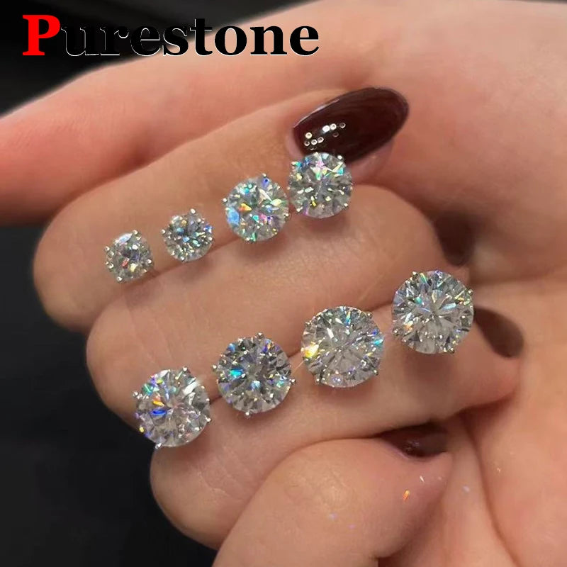 Premium 0.5ct-2ct Moissanite Earring For Women Classic Original 925 Sterling Silver Jewelry Moissanite Diamond Stud Earring