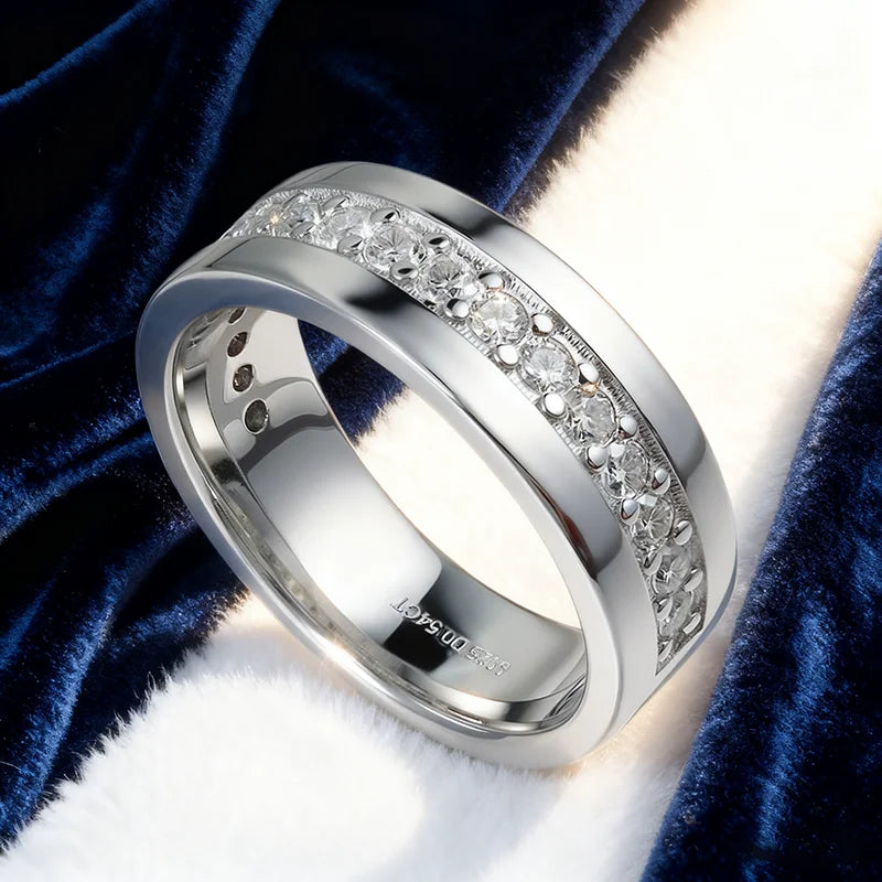 HORRIPAL D VVS1 Moissanite Ring for Men Woman 100% S925 Sterling Silver GRA Certified Party Band Waterproof Hiphop Cuban Jewelry