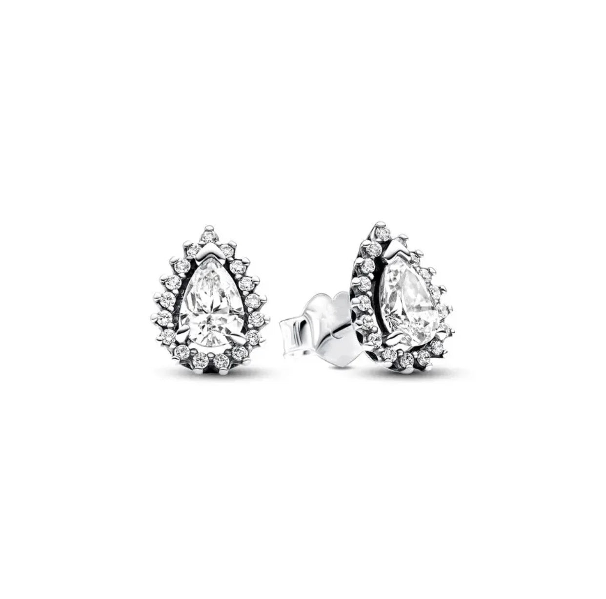 100%925 pure silver classic water-drop heart-shaped round stud earrings Perfect jewelry gift for women's birthday presents