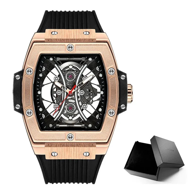 MEGIR & RUIMAS Military Sport Watch for Men Fashion Silicone Strap Analog Quartz Wristwatch with Luminous Hands Tonneau Dial 334