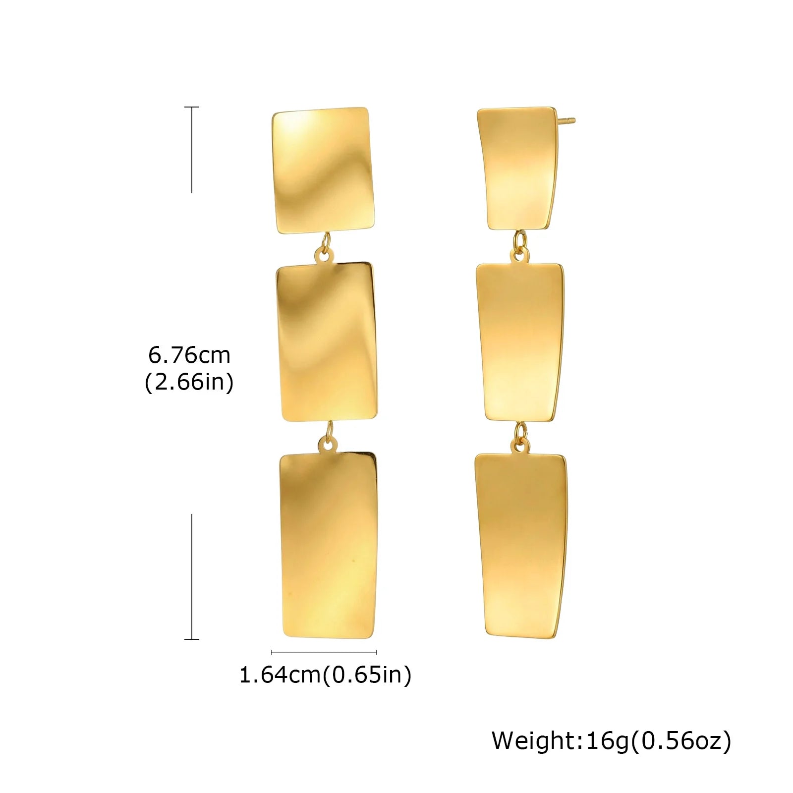 Stainless Steel Brushed Geometric Drop Earrings, 18K Gold Plated Irregular Dangle Earring Women, Minimalist Statement Jewelry