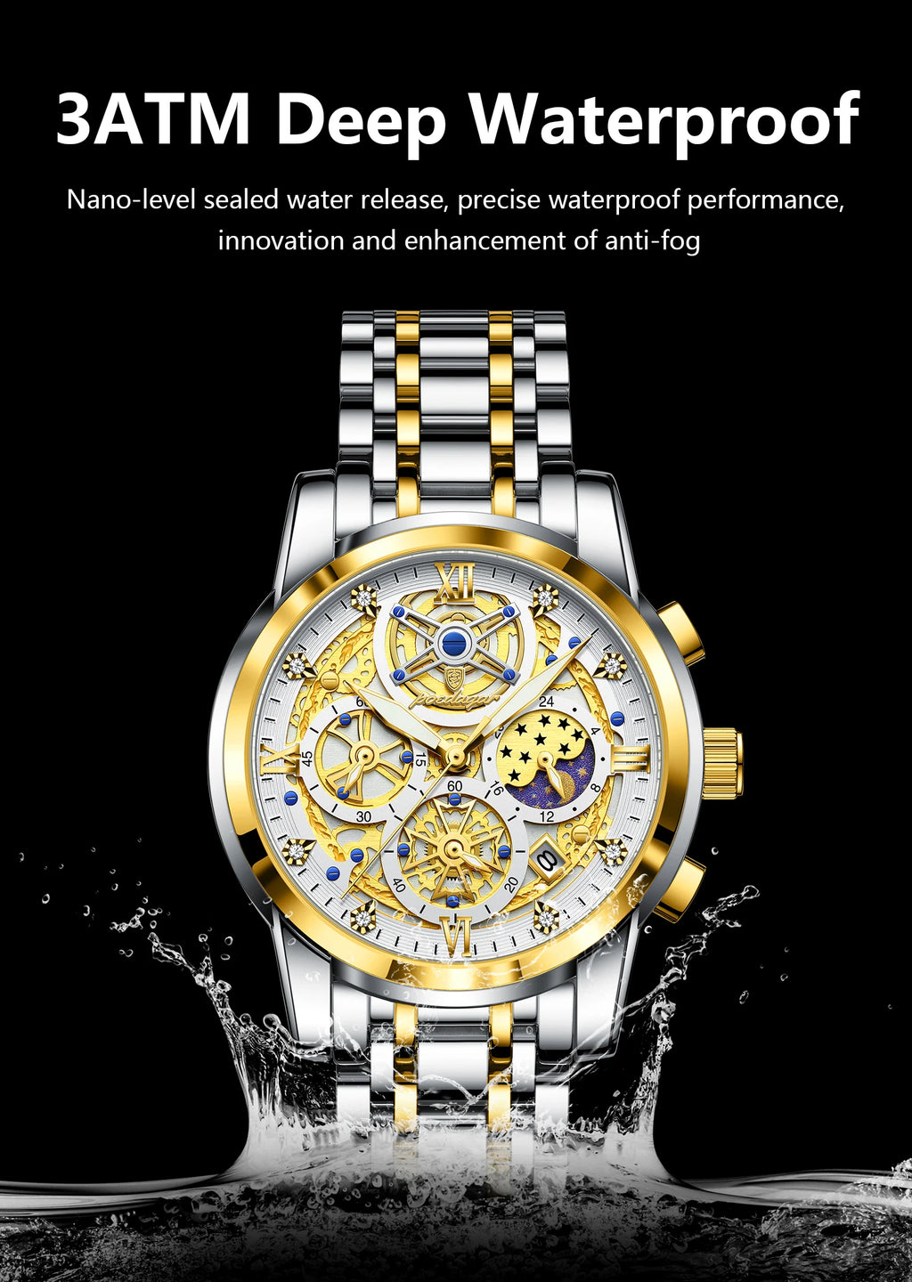 POEDAGAR Luxury Men's Quartz Watches Stainless Steel Date Chronograph Men Wristwatch Waterproof Luminous Fashion Man Watch Reloj