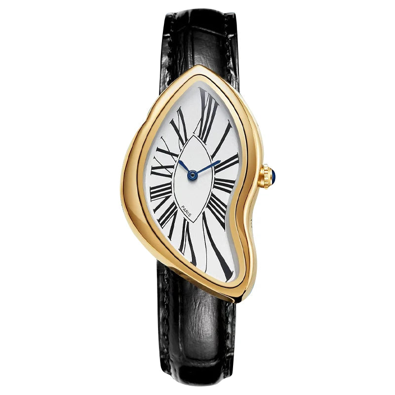 Fashionable trendy and individual genuine leather wristwatch water-resistant casual quartz watch