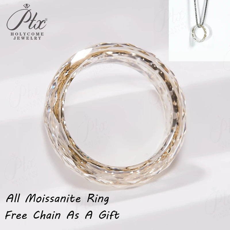 100% Moissanite Diamond Ring Proposal Engagement Wedding Anniversary Gift Luxury High Quality Rare Jewelry Free Chain As A Gift
