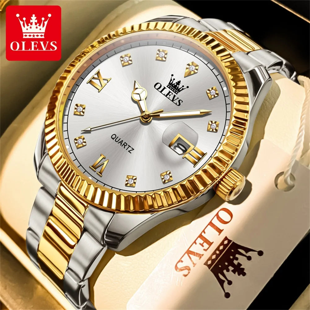 OLEVS 3623  Mens Watch Original Business Luxury Simple Brand Quartz Watch Waterproof Luminous Watch For Man Automatic Date Reloj