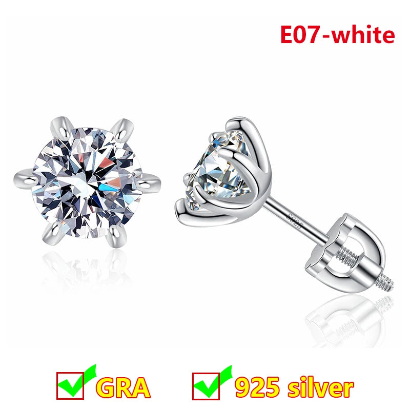 Premium 0.5ct-2ct Moissanite Earring For Women Classic Original 925 Sterling Silver Jewelry Moissanite Diamond Stud Earring