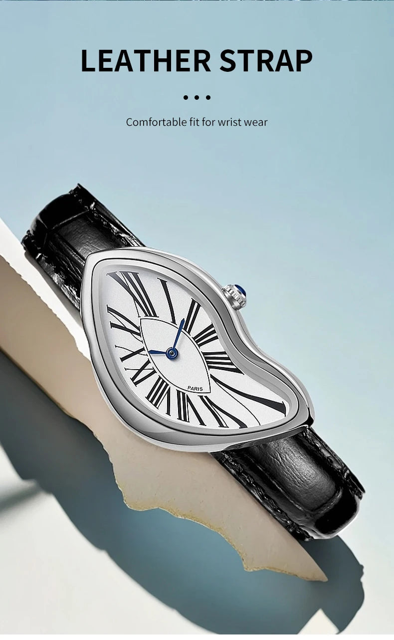 Fashionable trendy and individual genuine leather wristwatch water-resistant casual quartz watch