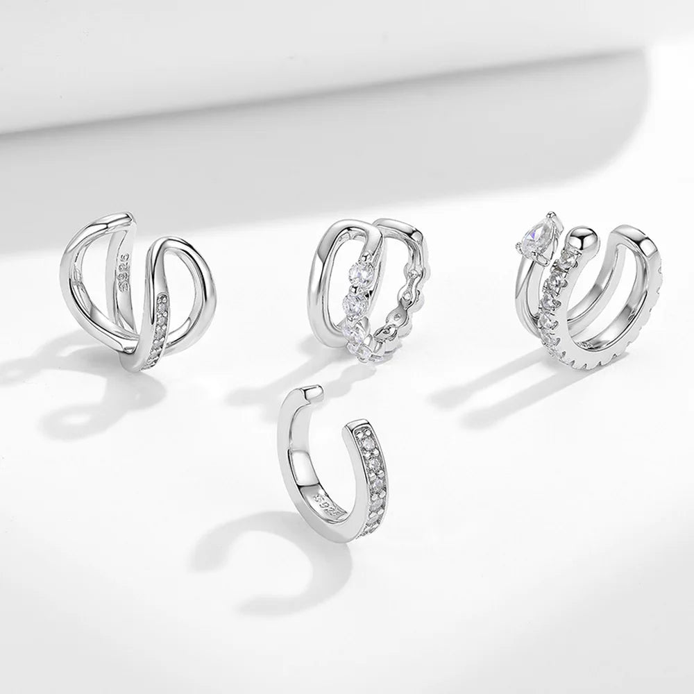 Serenity All D Moissanite Earrings for Women Men S925 Sterling Silver Lab Diamond Ear Clip Plated 18K No hole to wear Girl Gift